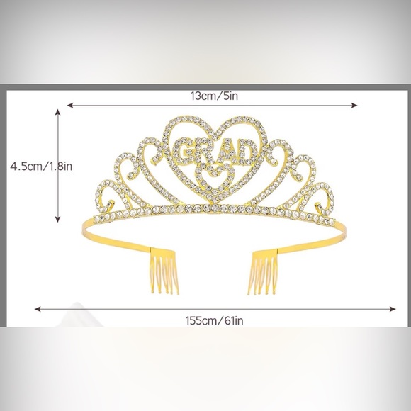 “Grad” Rhinestone Tiara Gold Tone NEW!!! - Picture 1 of 4